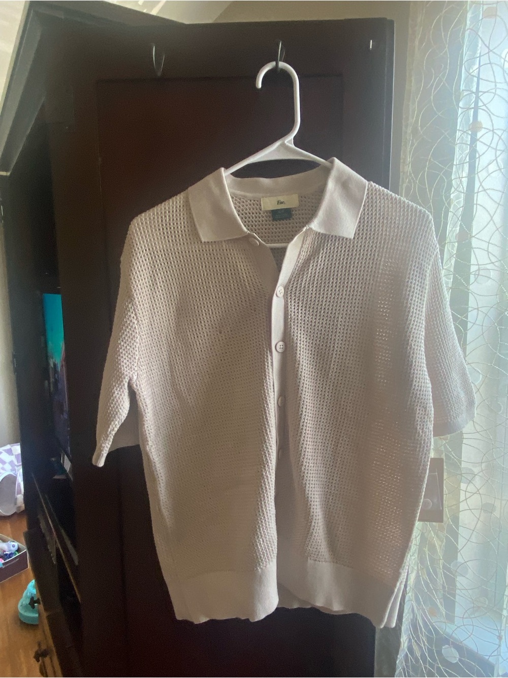 Escada Cream Knit Short-Sleeve Cardigan Polo